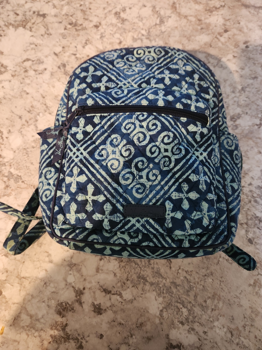 Vera Bradley Navy and Light Blue Quilted Pattern Backpack